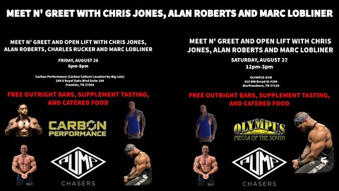 Chris Jones, Alan Roberts and Marc Lobliner Events in Tennessee August 16 - 17!