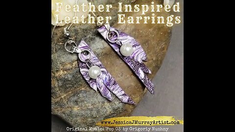 Frosted Pearls, 1 inch feather inspired leather earrings