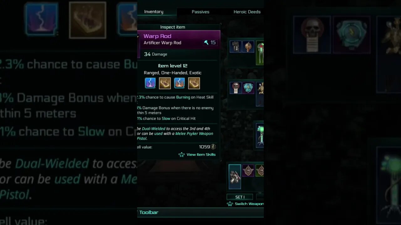 Warhammer 40K Inquisitor the first time equipping a relic quality item