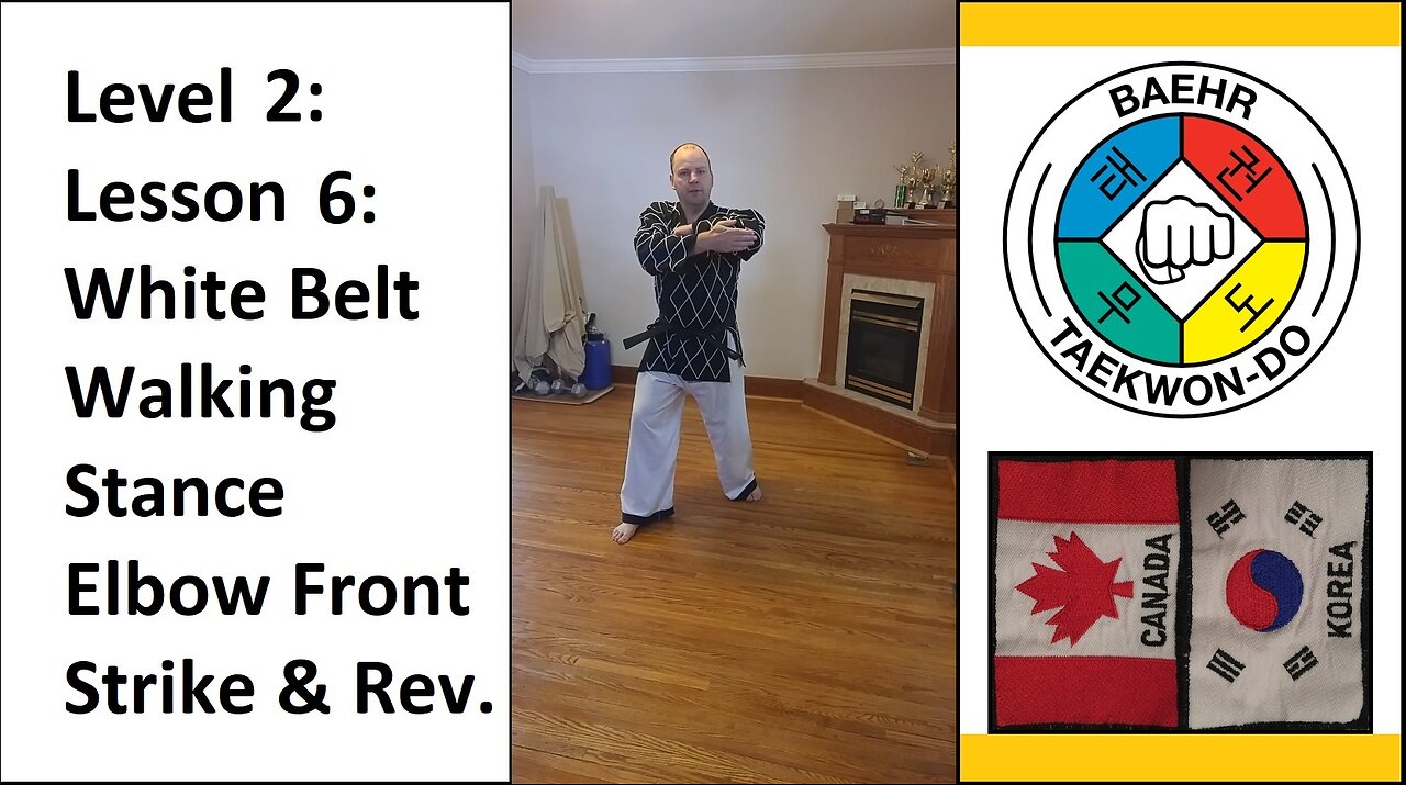 Baehr Taekwondo: 02-06: Yellow Stripe: Walking Stance - Elbow Front Strike