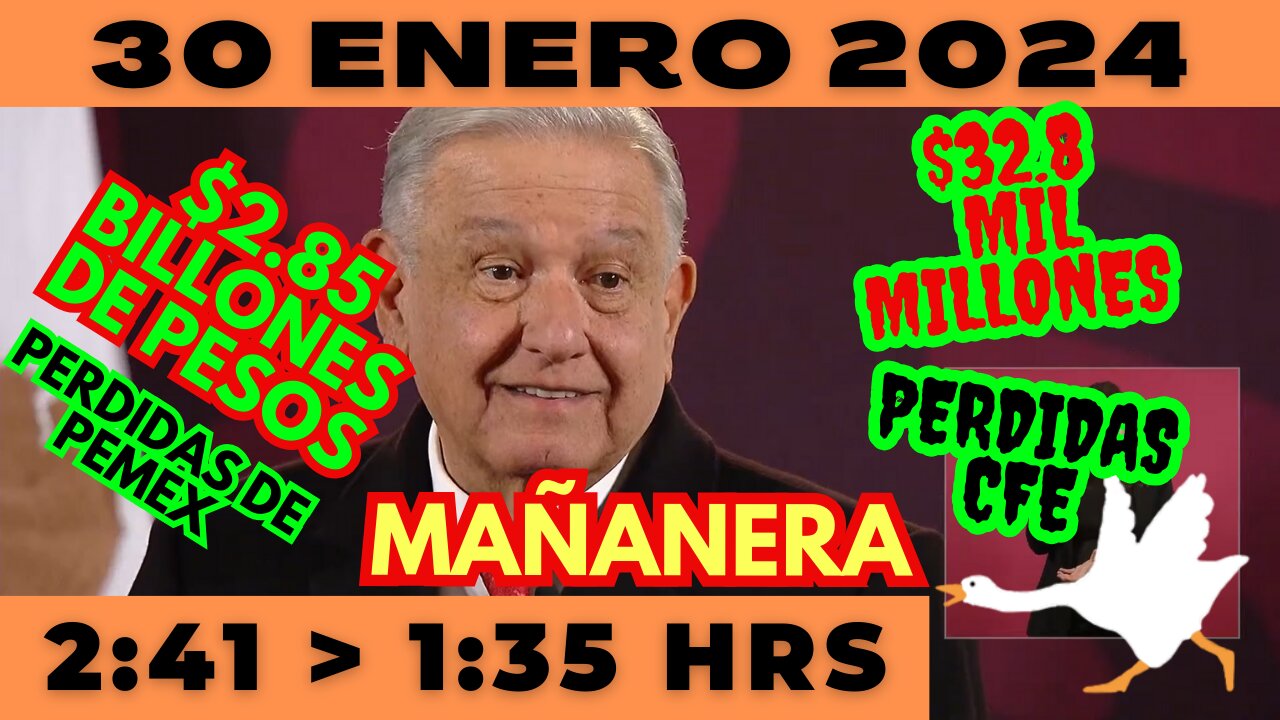 💩🐣👶 AMLITO | Mañanera *Lunes 29 de enero 2024* | El gansito veloz 3:12 a 1:53.
