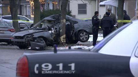 Driver dies after fleeing police, crashing car into tree on Milwaukee's northwest side