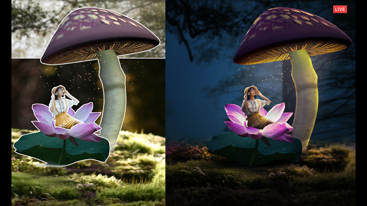 Lotus Flower Glowing Photoshop Manipulation