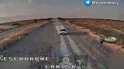 Ukrainian kamikaze drone hunts Lada car
