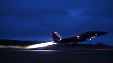 F-15 Eagles Conduct Night Ops