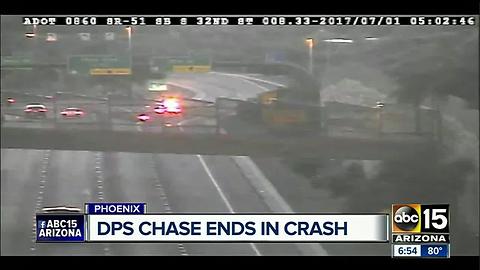 DPS searching for suspect after car crashes in pursuit on SR-51