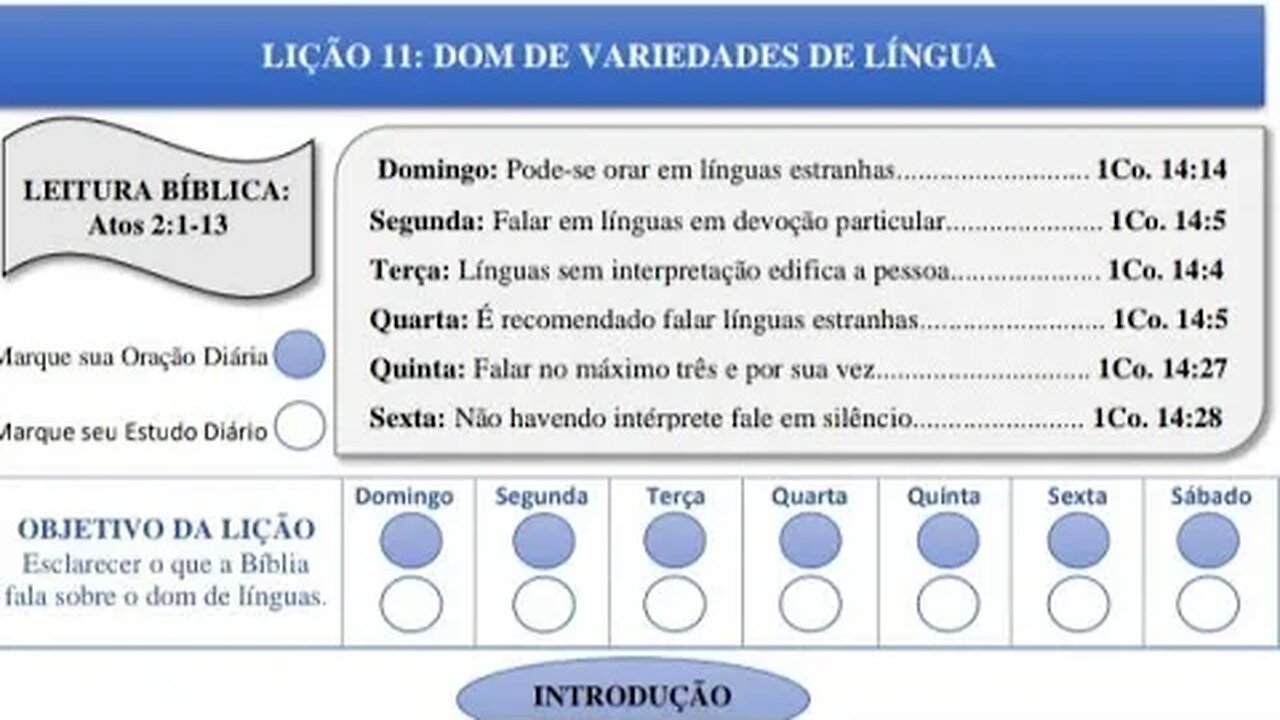 880- Escola Bíblica Série Dons espirituais: Lição 11 - Dom de variedades de línguas.