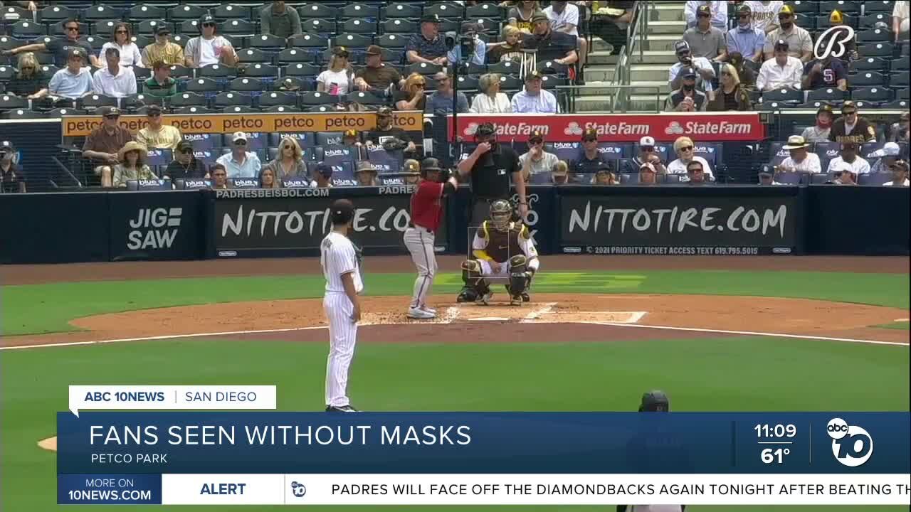 Fans seen without masks at Petco Park