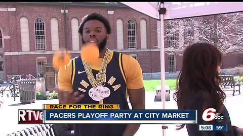 Pacers fans party in downtown Indianapolis