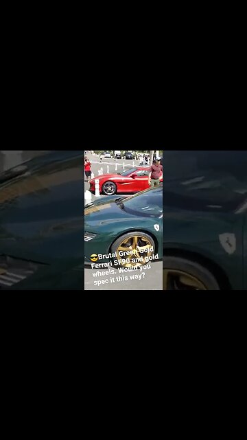 😎Brutal Green Gold Ferrari SF90 and gold wheels. Would you spec it this way?