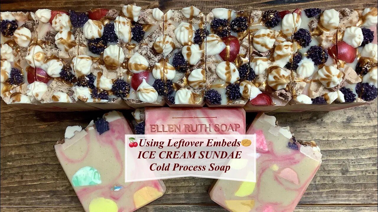 Making ICE CREAM SUNDAE Goat Milk Soap using All my Leftover Embeds❣️ | Ellen Ruth Soap