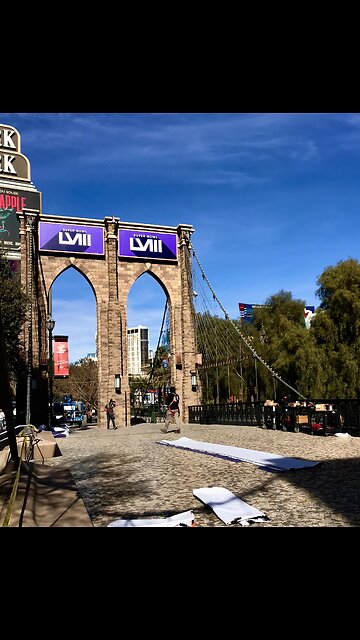 Super Bowl LV111 preparations in Vegas. Windy Solar Capital.
