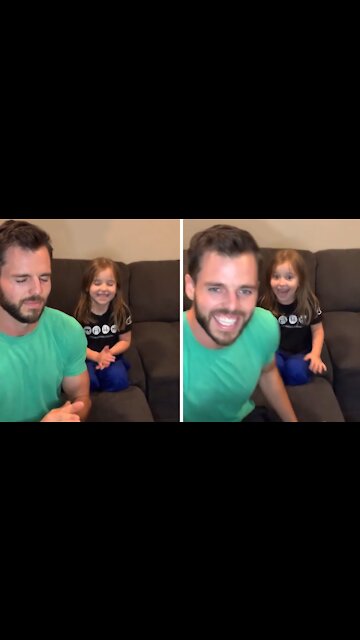 Dad & Daughter Close Their Eyes And Clap At Exact Same Time