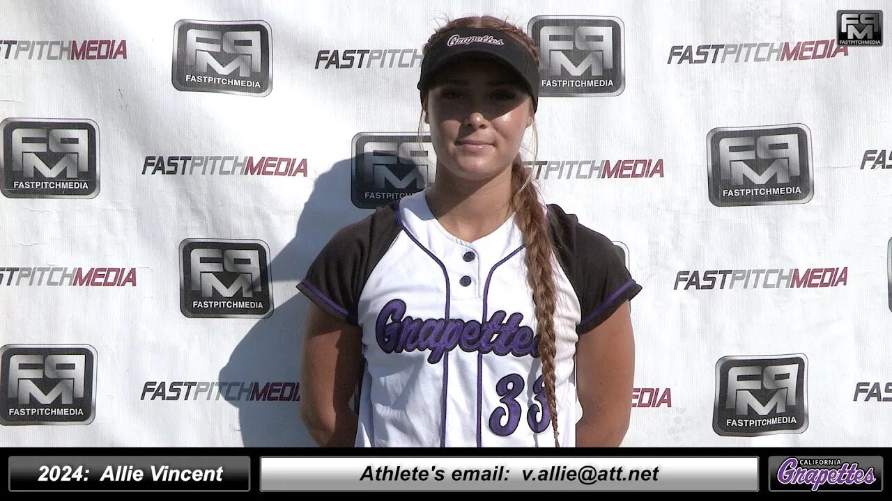 2024 Allie Vincent 3.3 GPA Pitcher & Middle Infielder Softball Recruiting Skills Video Ca Grapettes