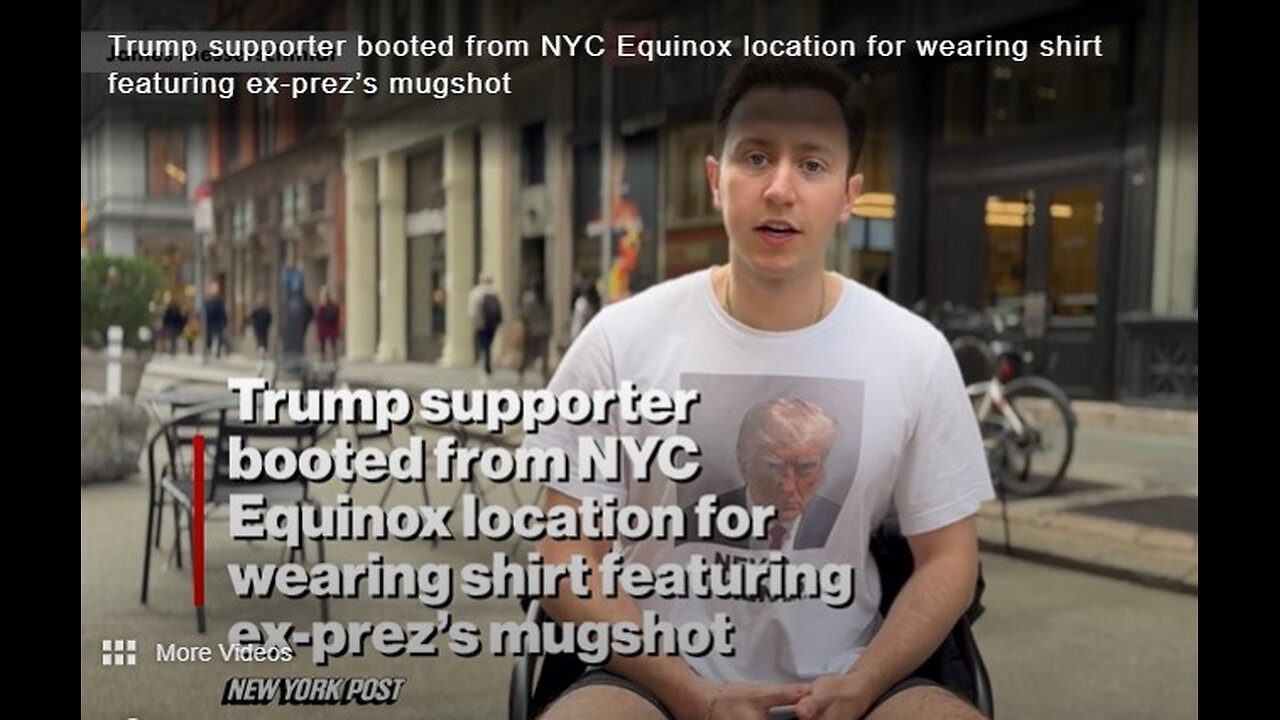 Man kicked out of Equinox Gym in NYC for wearing a Trump shirt.