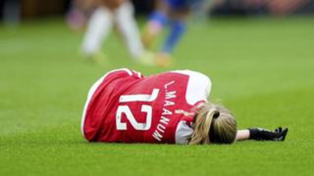 Arsenal Player Frida Maanum (24) Collapses during Cup Final...