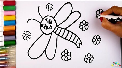 Drawing and Coloring a Dragonfly for Kids & Toddlers | Ariu Land