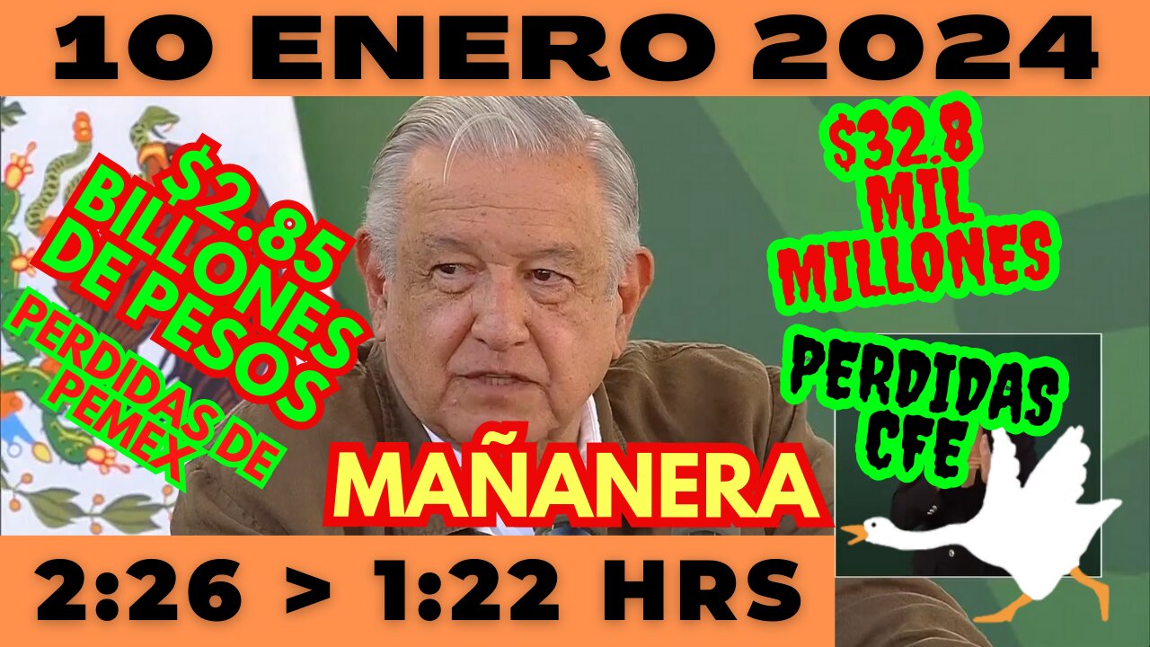 💩🐣👶 AMLITO | Mañanera *Martes 09 de enero 2024* | El gansito veloz 2:59 a 2:02.