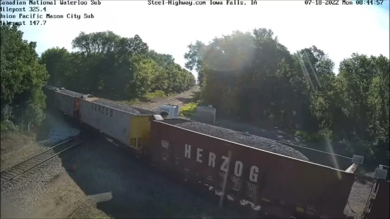 NB Ballast Train at Mills Tower in Iowa Falls, IA on July 18, 2022 # Steel Highway #