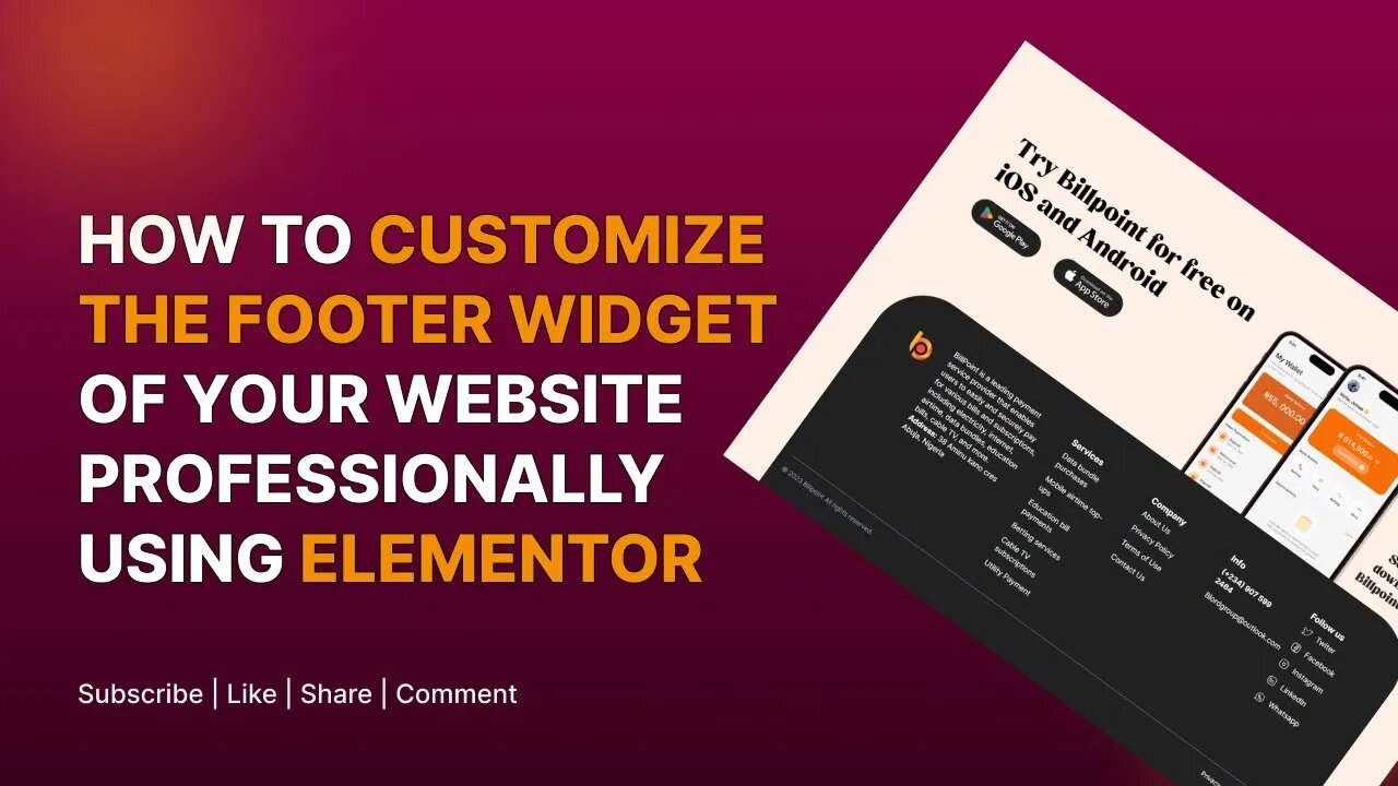 How to customize the footer widget of your website professionally using elementor [free] #elementor