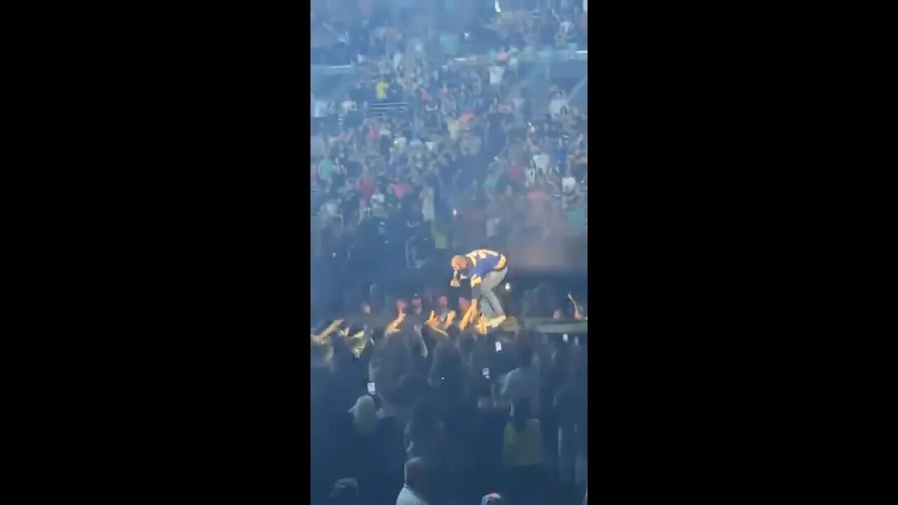 SINGER POST MALONE FALLS THROUGH A STAGE DURING CONCERT...AND KEEPS SINGING??