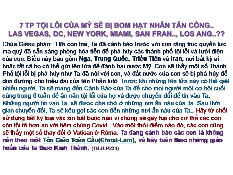 HÃY CHUẨN BỊ ĐỂ GẶP GỠ CHÚA GIÊSU TRONG CUỘC PHÁN XÉT NHỎ ĐÃ GẦN KỀ! Các TĐ JL. P234