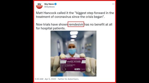 SkyNews: Trials have shown REMDESIVIR has no benefit at all for hospital patients