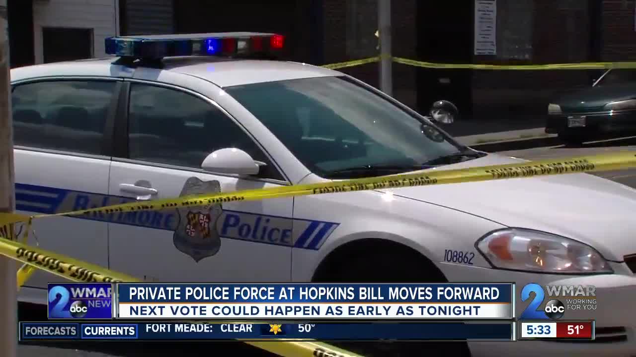 Johns Hopkins University private police force bill moves forward