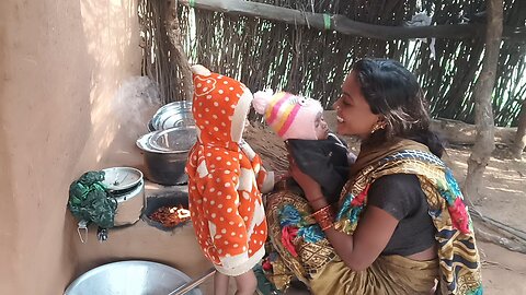 Village lifestyle vlog Cute Baby Feeding