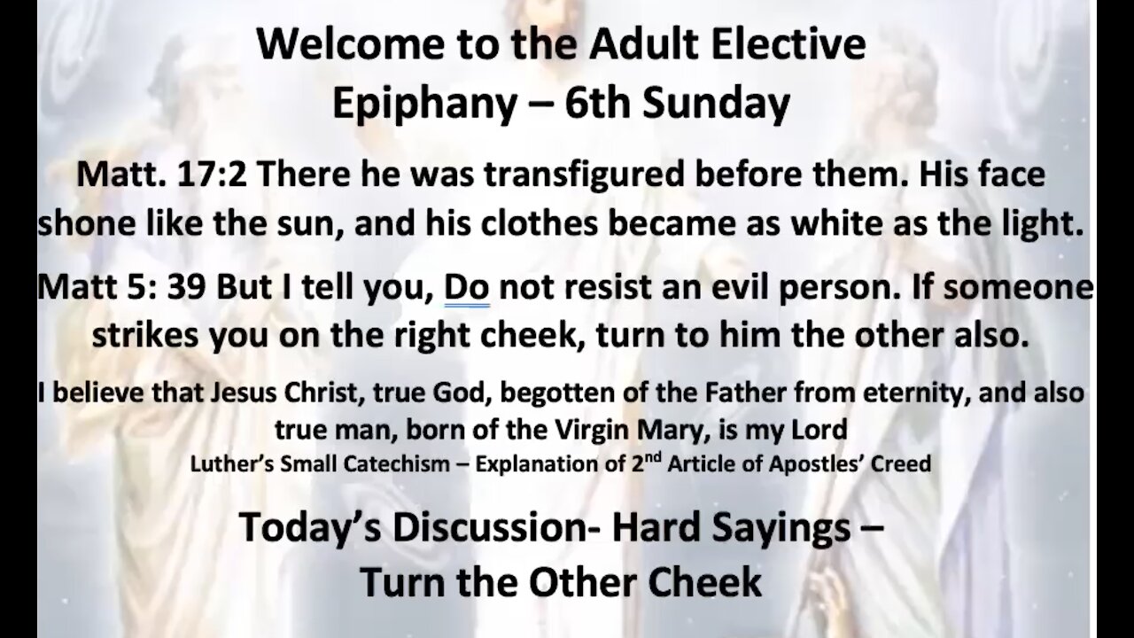 21-02-07 Sunday Elective - Hard Sayings - Love and Pray for Enemies