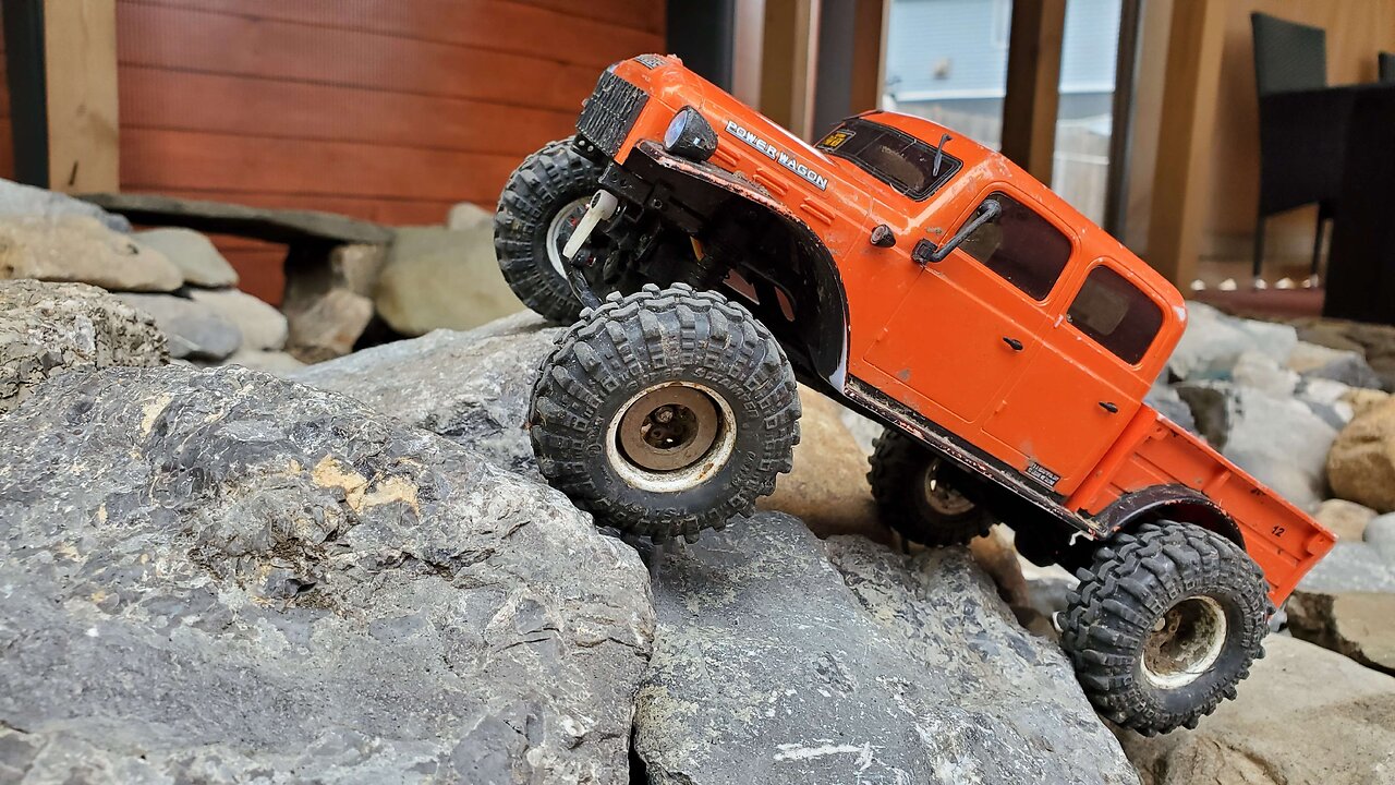 SCX24 PowerWagon doing the crawl thing at home