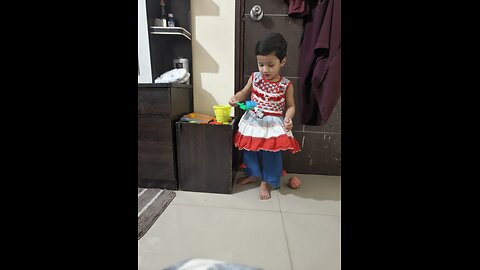 Baby fighting with daddy