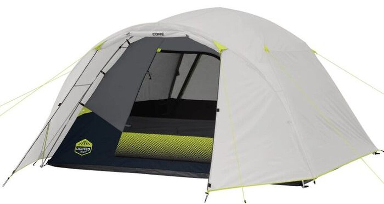 Core 6 Person Lighted Dome Tent with Full Rainfly