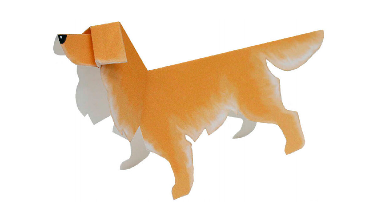 Paper golden retriever dog/Perro golden retriever de papel/Cachorro golden retriever de papel