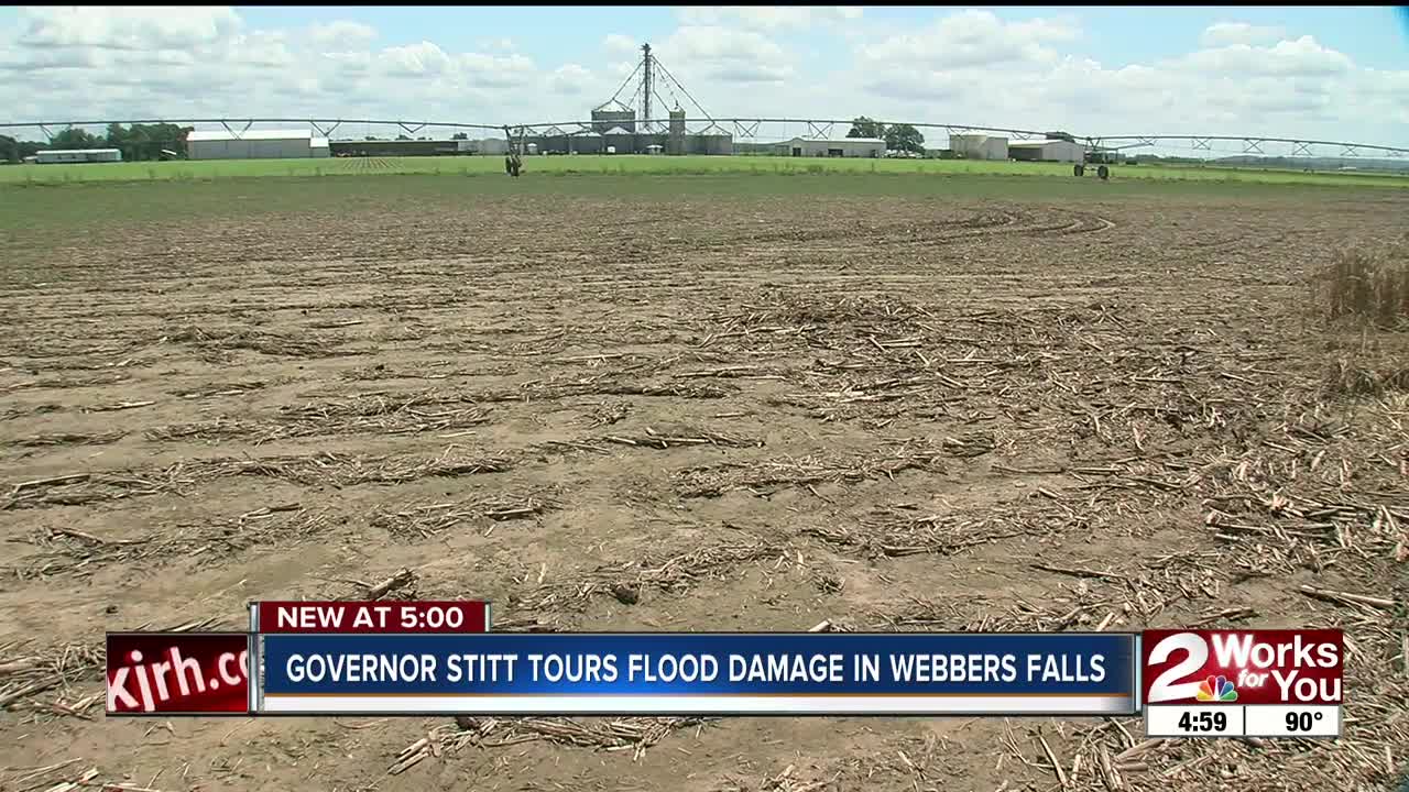 Governor Stitt tours flood damage in Webbers Falls