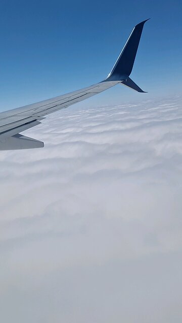 Airplane Descending Through the Clouds