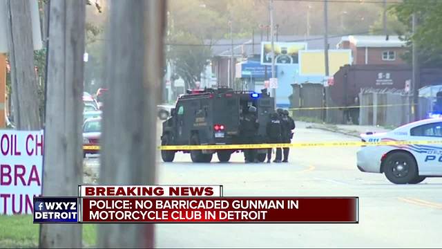 Police: No barricaded gunman at Detroit motorcycle club