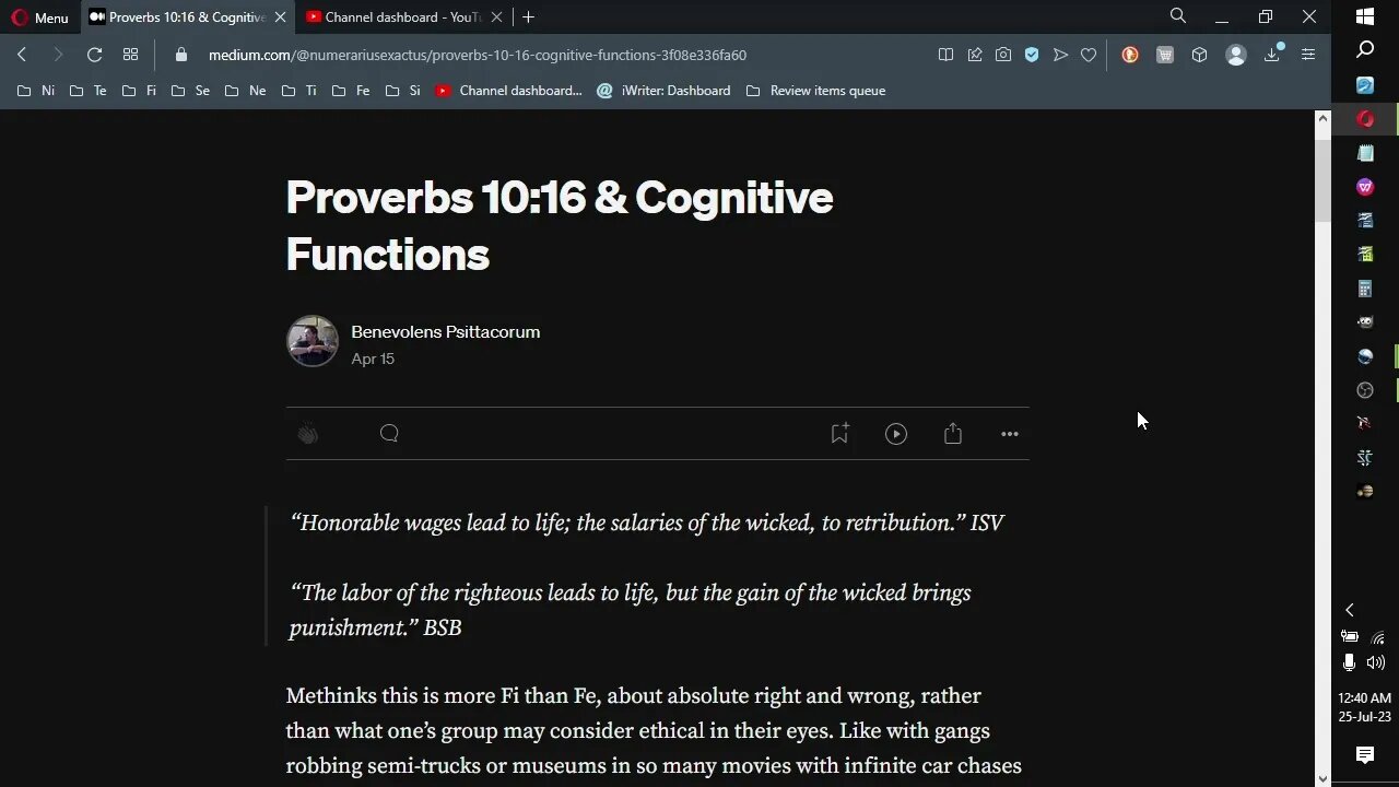Proverbs 10:16; Proverbs & Cognitive Functions series