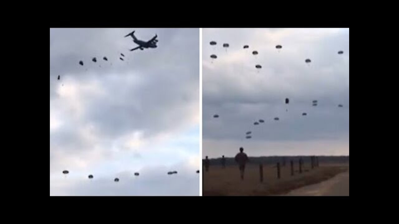 Terrifying moment skydiver's parachute opens at the last moment