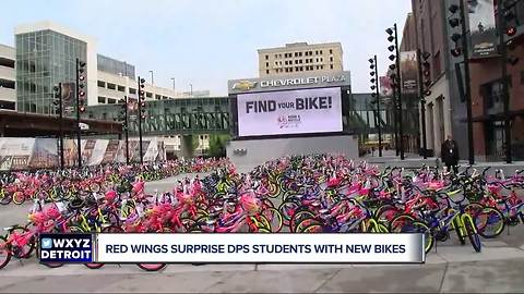 Red Wings surprise DPS students with new bikes