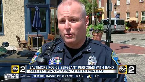 Baltimore Police Sergeant plays drums in Fells Point bar, gets standing ovation