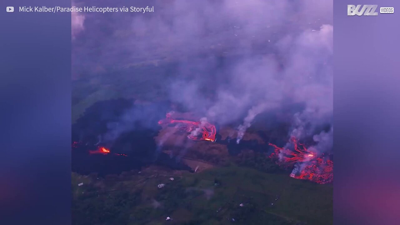 Immagini aeree dell'eruzione del vulcano Kilauea nelle Hawaii