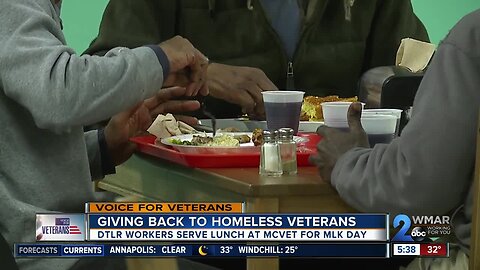 DTLR workers serve lunch to homeless vets at MCVET for MLK Day