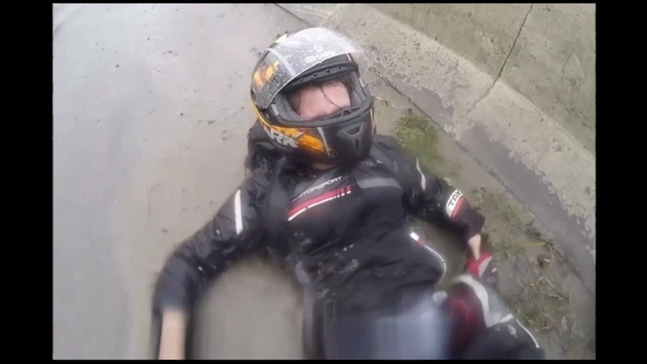 Motorcyclist Saves Girlfriend After Smash In Rain Life Saver