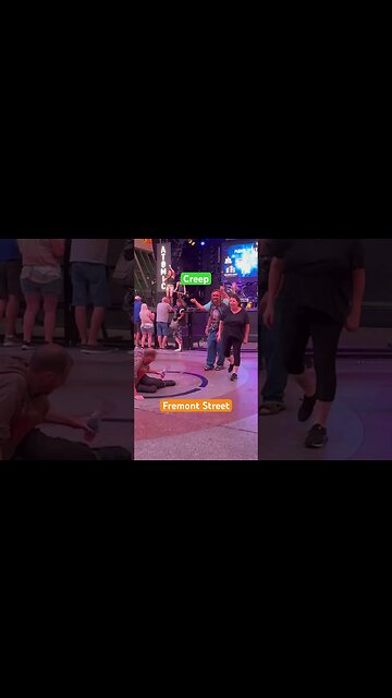 Radiohead versus Crackhead. Allegedly. Fremont St., Las Vegas ￼￼