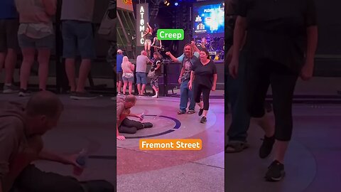 Radiohead versus Crackhead. Allegedly. Fremont St., Las Vegas ￼￼