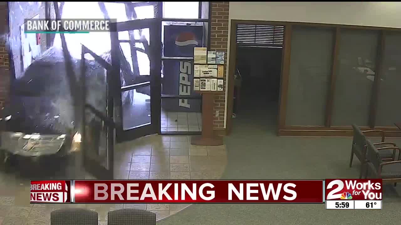 Car drives into Catoosa bank after driver accidentally hits accelerator