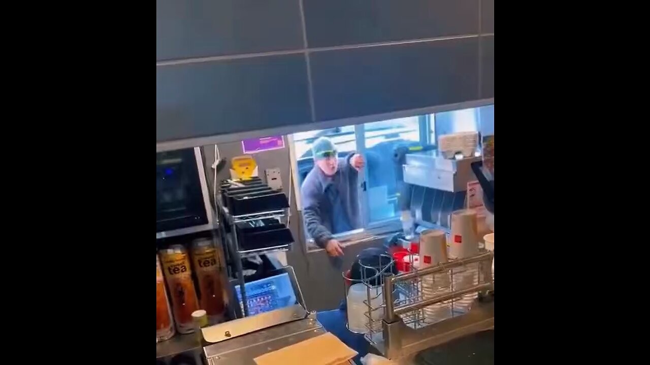 This impatient customer completely loses it at a McDonald’s drive-thru in White Marsh, Maryland.