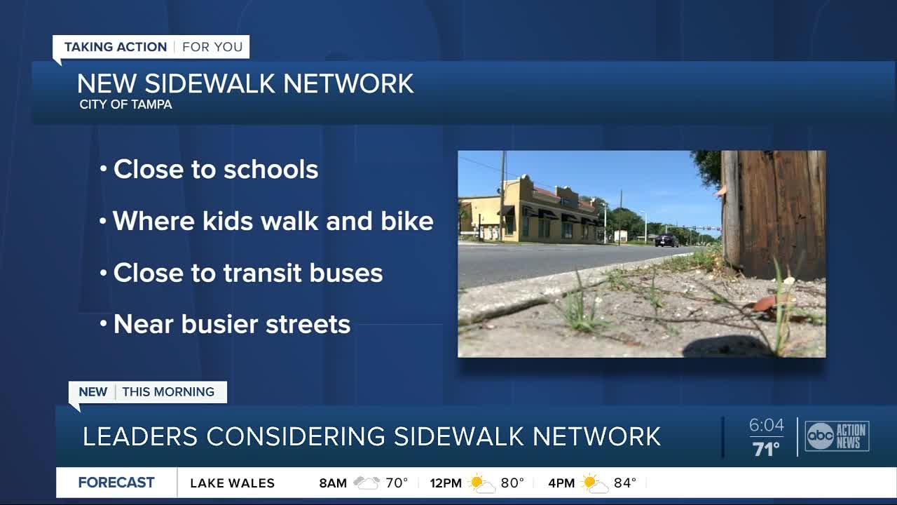 Tampa city leaders working toward city-wide sidewalk plan that could help kids walking to school