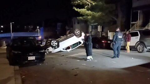 Boston police respond to early morning accident on Hamilton Street in Dorchester
